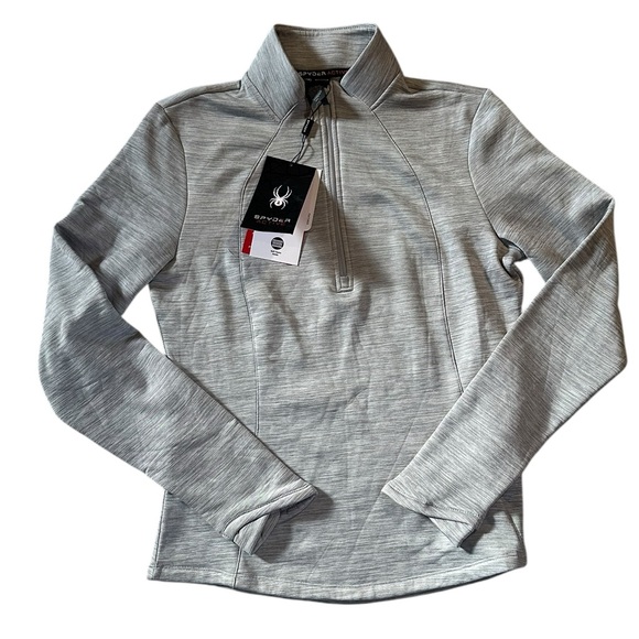Spyder Tops - SPYDER heathered gray 1/4 zip pullover sweatshirt size Large - NWT!
